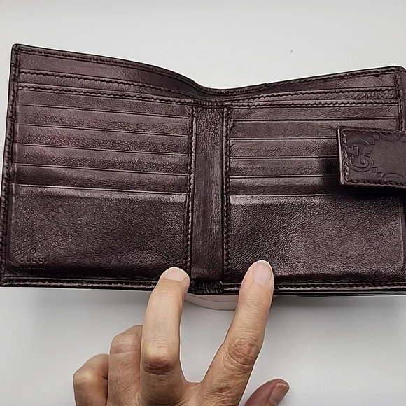 Gucci Dark Purple/Brown Leather Wallet with Gold Heart Logo‎ - Picture 7 of 13